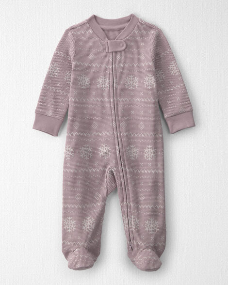 Baby Girl Fair Isle Waffle Knit Sleep & Play Pajamas Made with Organic Cotton
