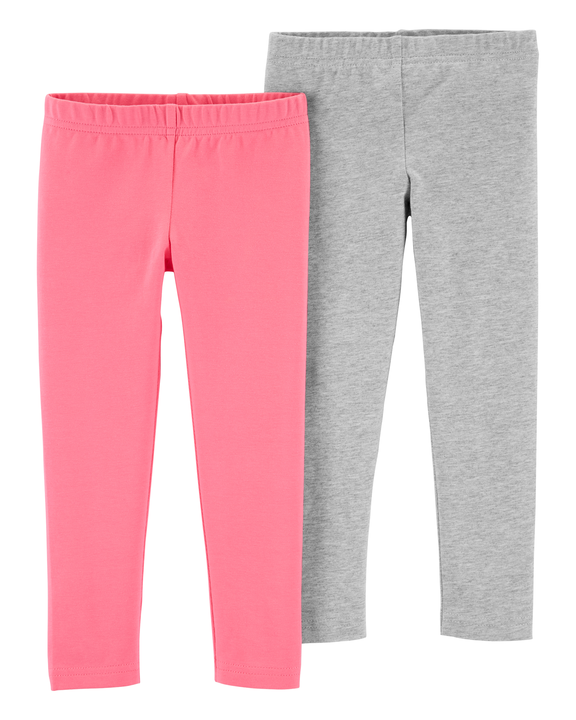Baby 2-Pack Heather Gray & Pink Cotton Stretch Leggings