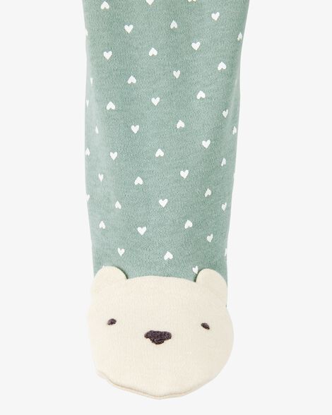  Product image 2 of Baby Girl Polka Dot 2-Way Zip Cotton Sleep & Play Pajamas - Green