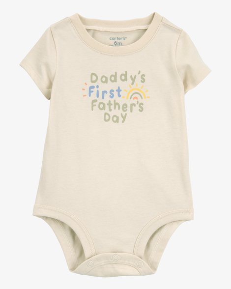 baby 1st father's day short-sleeve bodysuit - ivory