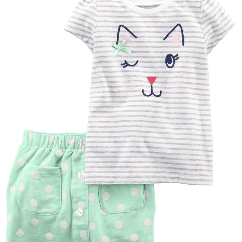 2Piece Jersey Top & French Terry Skort Set