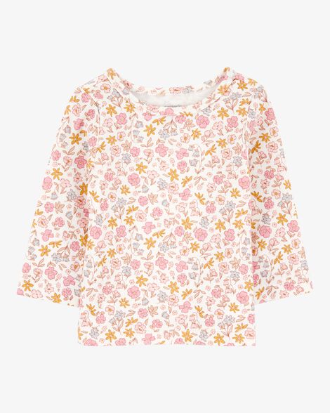  Product image 4 of Baby 2-Piece Floral Bunny Long-Sleeve Tee & Coverall Set - Pink