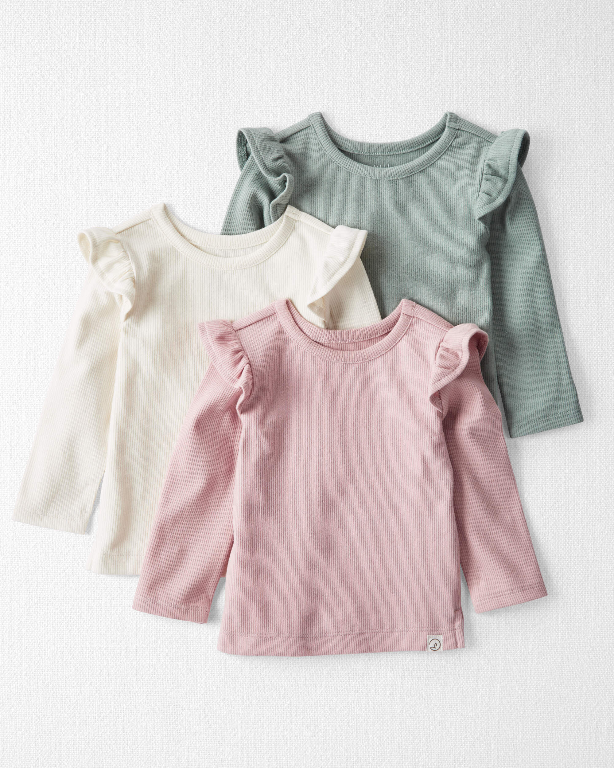 Baby 3-Pack Organic Cotton Rib Flutter Tops - Little Planet Baby 3-Pack Organic Cotton Rib Flutter Tops - Little Planet