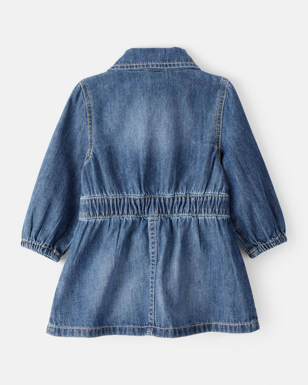 Product image 2 of Baby Girl Cotton Denim Long-Sleeve Dress - Blue