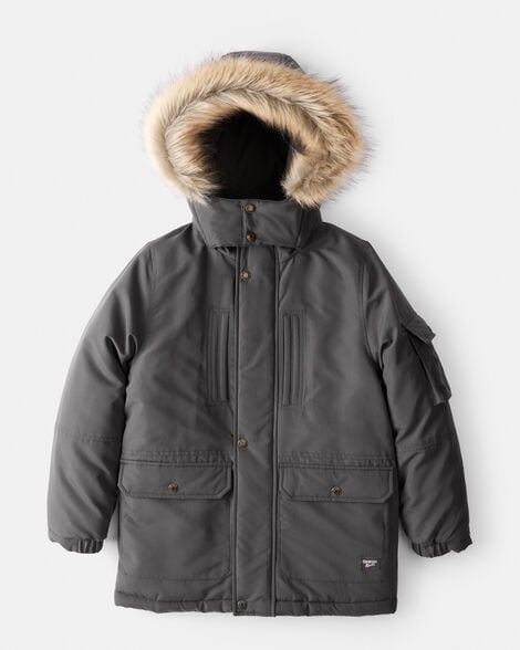 Boys Hooded Heavyweight Winter Jacket - Grey
