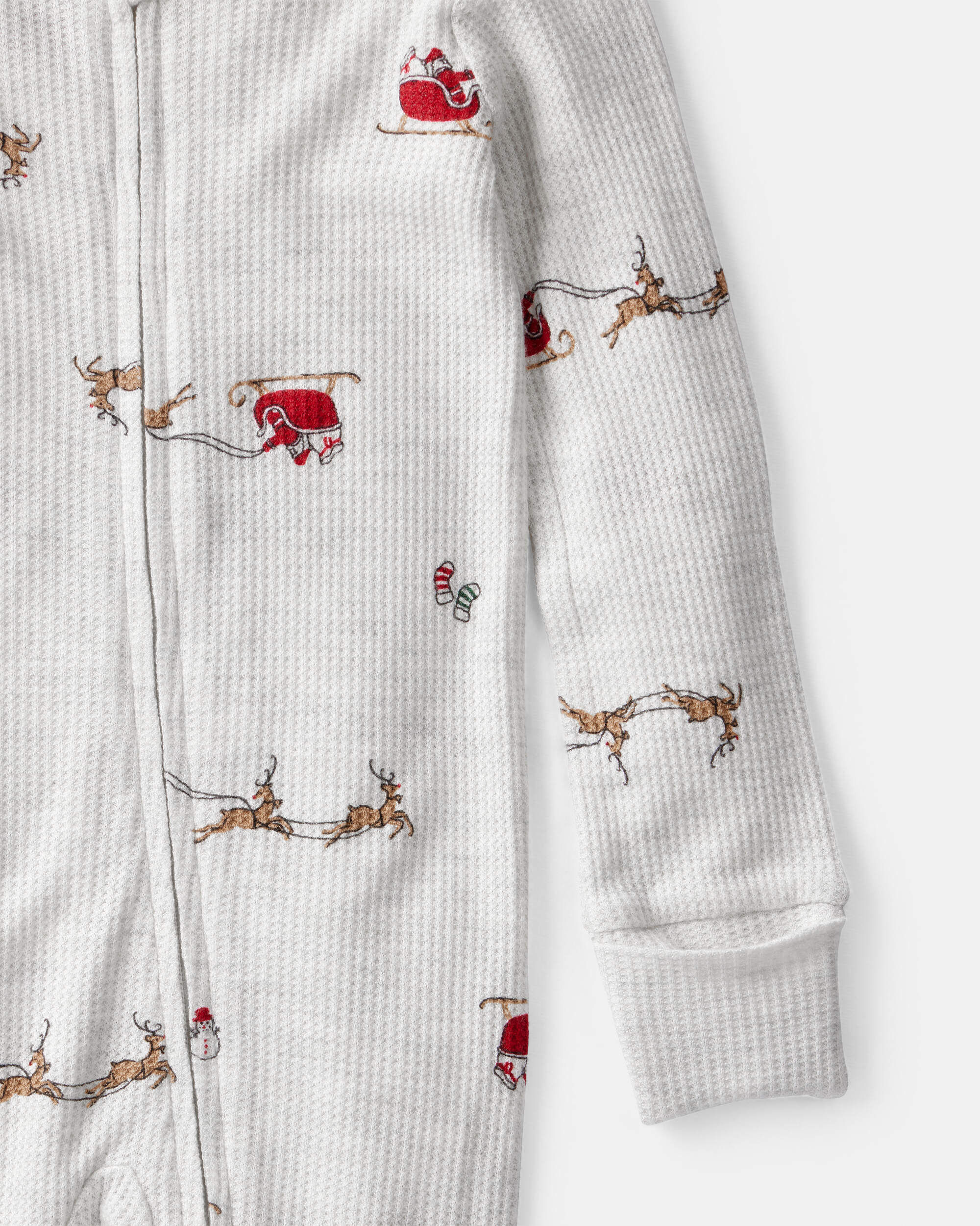 Baby Santa Print PurelySoft Long-Sleeve Sleep & Play Pajamas - Grey