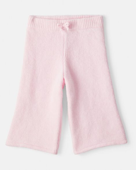 Baby Girl Wide-Leg Sweater Knit Pants - Pink