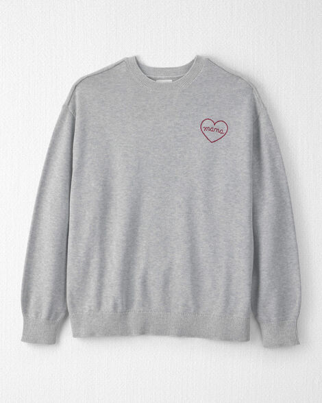 Kids Organic Cotton 'Mama' Embroidered Sweater Knit Pullover