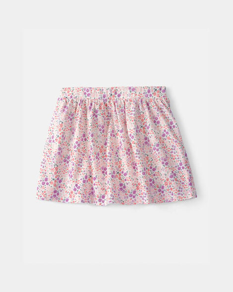 girls floral skort - pink