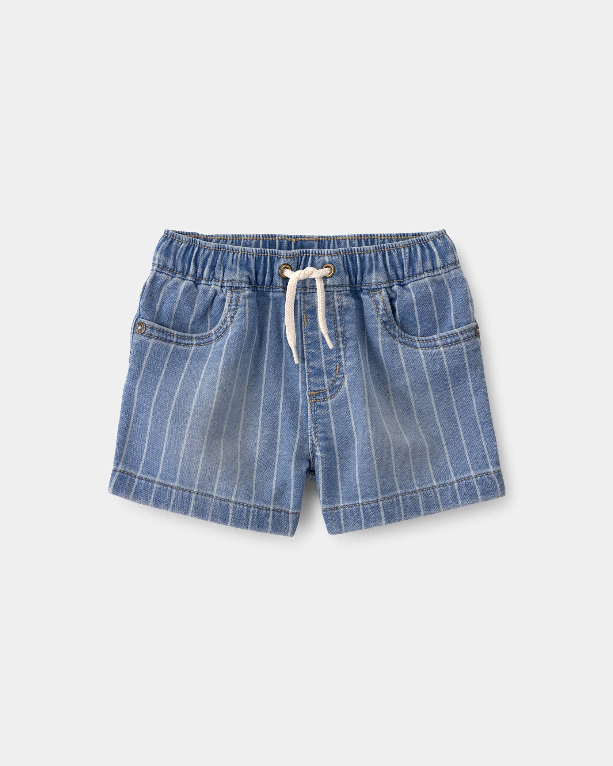 OshKosh Bgosh Baby Boy Striped Denim Drawstring Shorts 12M Blue 12$