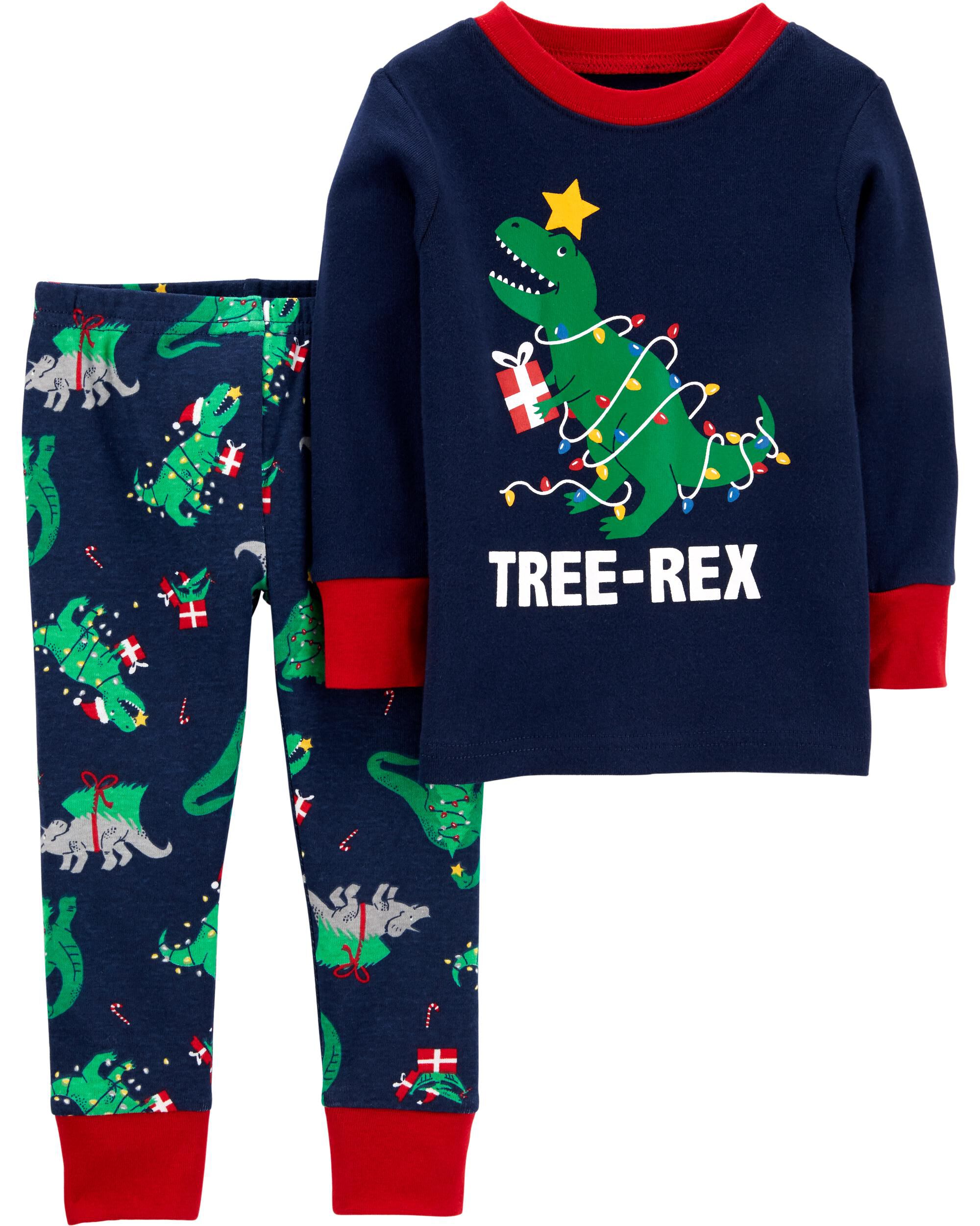 2-Piece Christmas Dinosaur Snug Fit