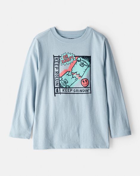 Boys Skateboard Long-Sleeve Graphic Tee - Blue