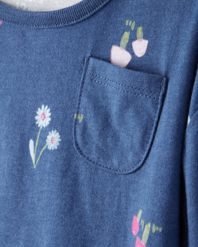 Product image 2 of Baby Girl Floral Cotton Long-Sleeve Top - Blue