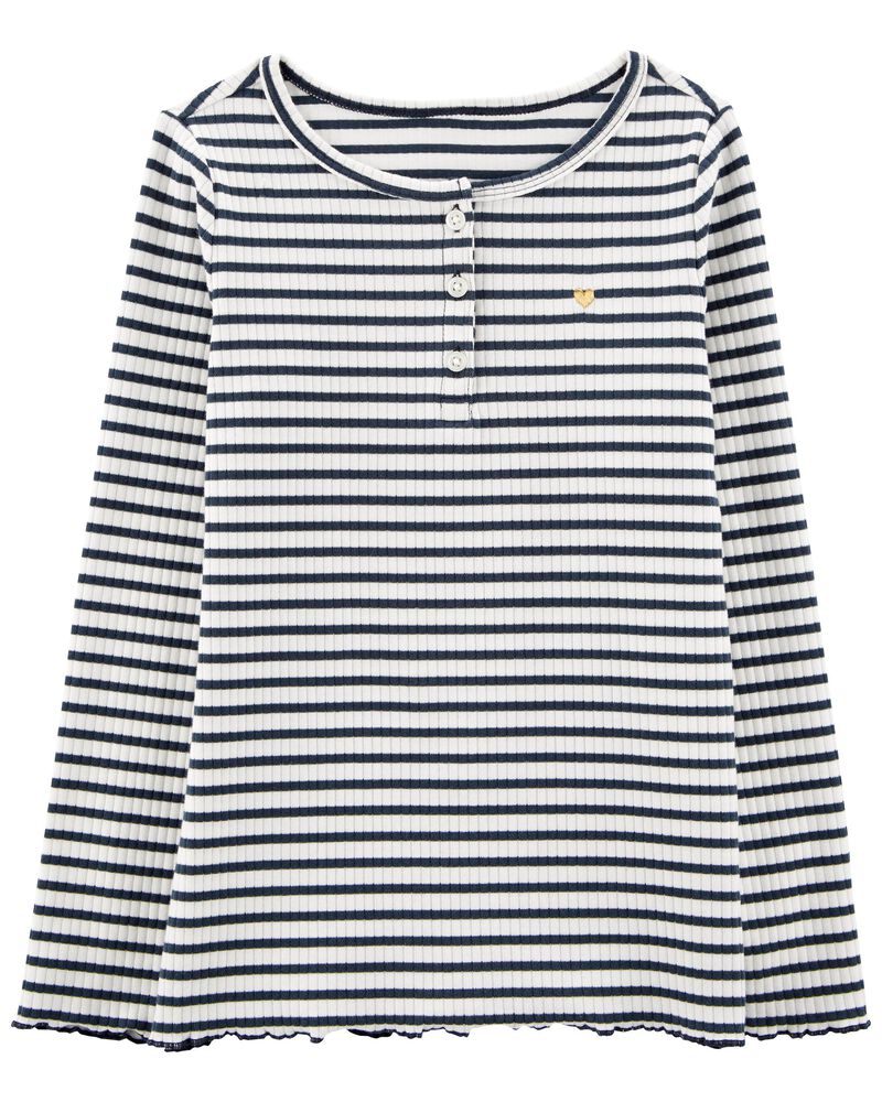 Navy/White Kid Striped Ribbed Tee | carters.com