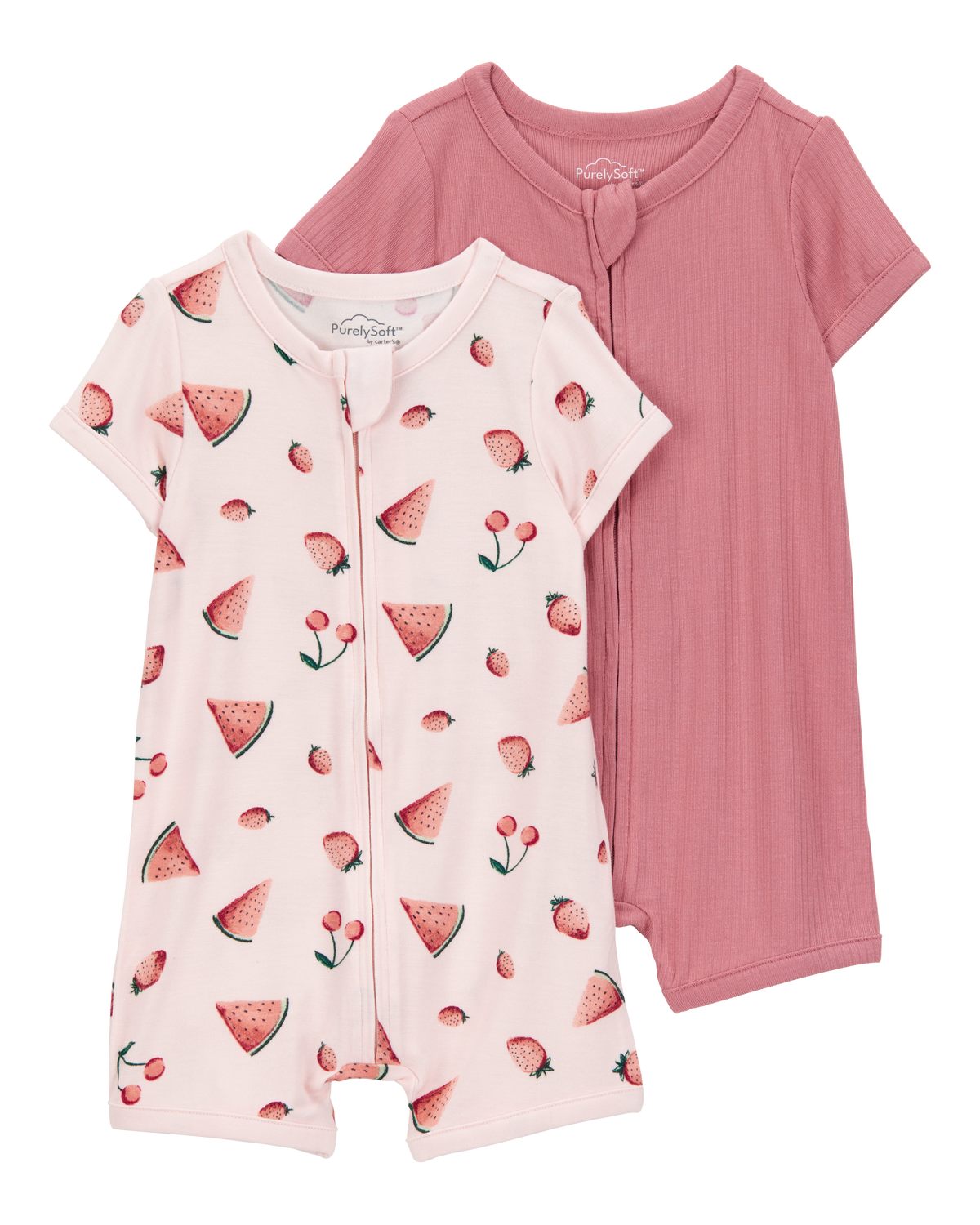 Baby 2-Pack PurelySoft Zip-Up Rompers - Pink - Carter's