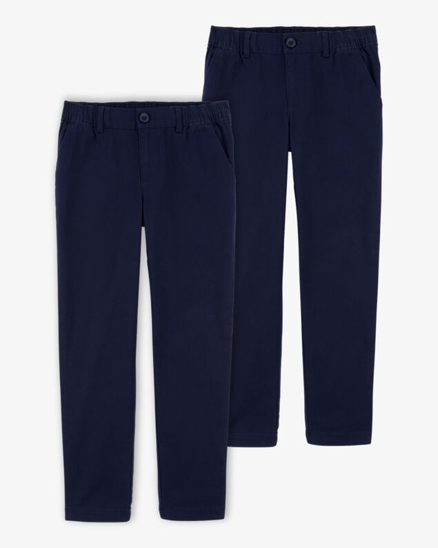 Product image 1 of Kid 2-Pack Stretch Chino Uniform Pants - Navy