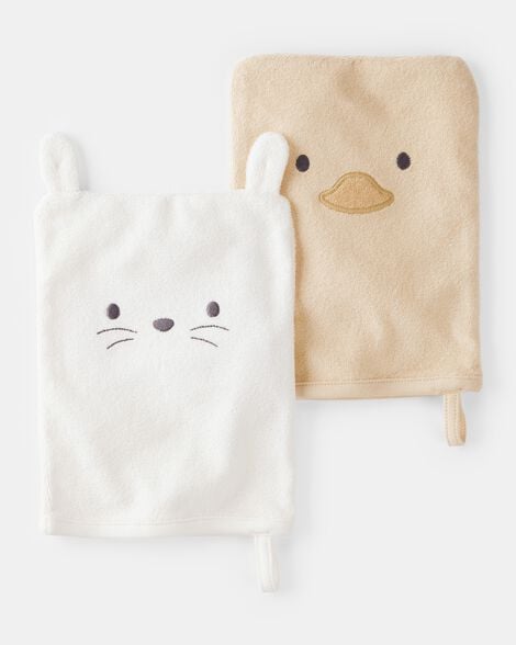 baby 2-pack washcloths - yellow