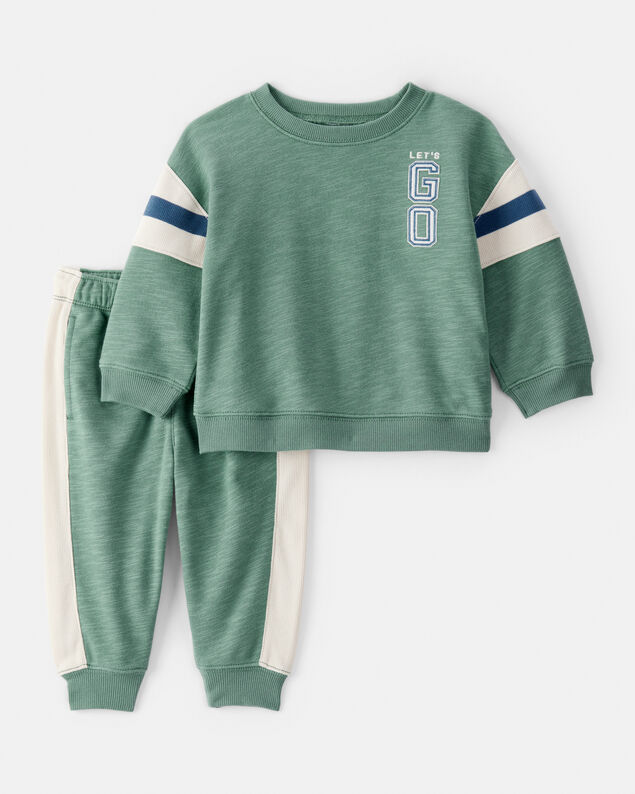 Product image 1 of Baby 2-Piece French Terry Sweatshirt & Pull-On Jogger Set - Green
