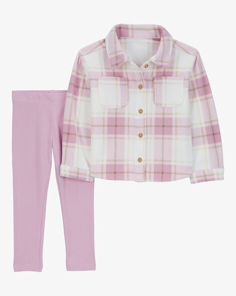  Product image 1 of Toddler 2-Piece Plaid Fleece Shacket & Legging Set