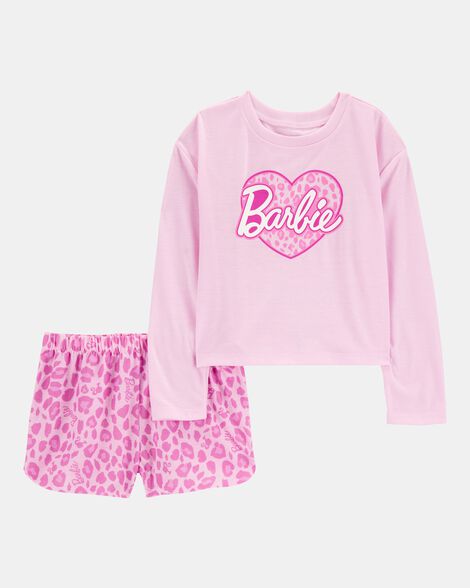 kid barbie loose-fit 2-piece pajamas - pink