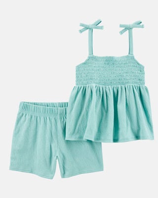 Product image 1 of Kid 2-Piece Smocked Tank & Short Set - Blue
