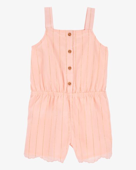  Product image 1 of Toddler Boho Button-Up Crinkle Romper - Coral