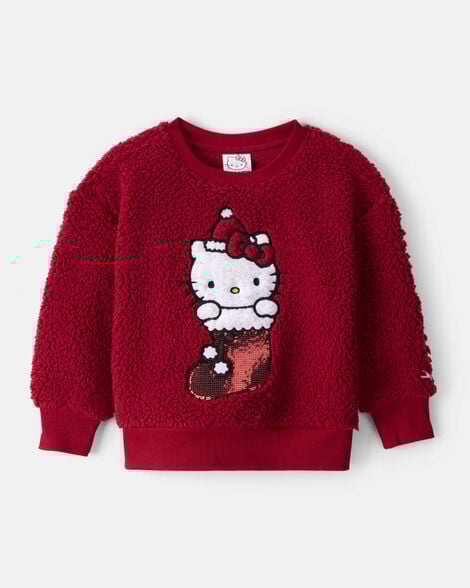 toddler girl hello kitty® sherpa pullover sweatshirt - red