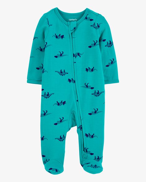  Product image 1 of Baby Dinosaur Print Zip-Up PurelySoft Sleep & Play Pajamas