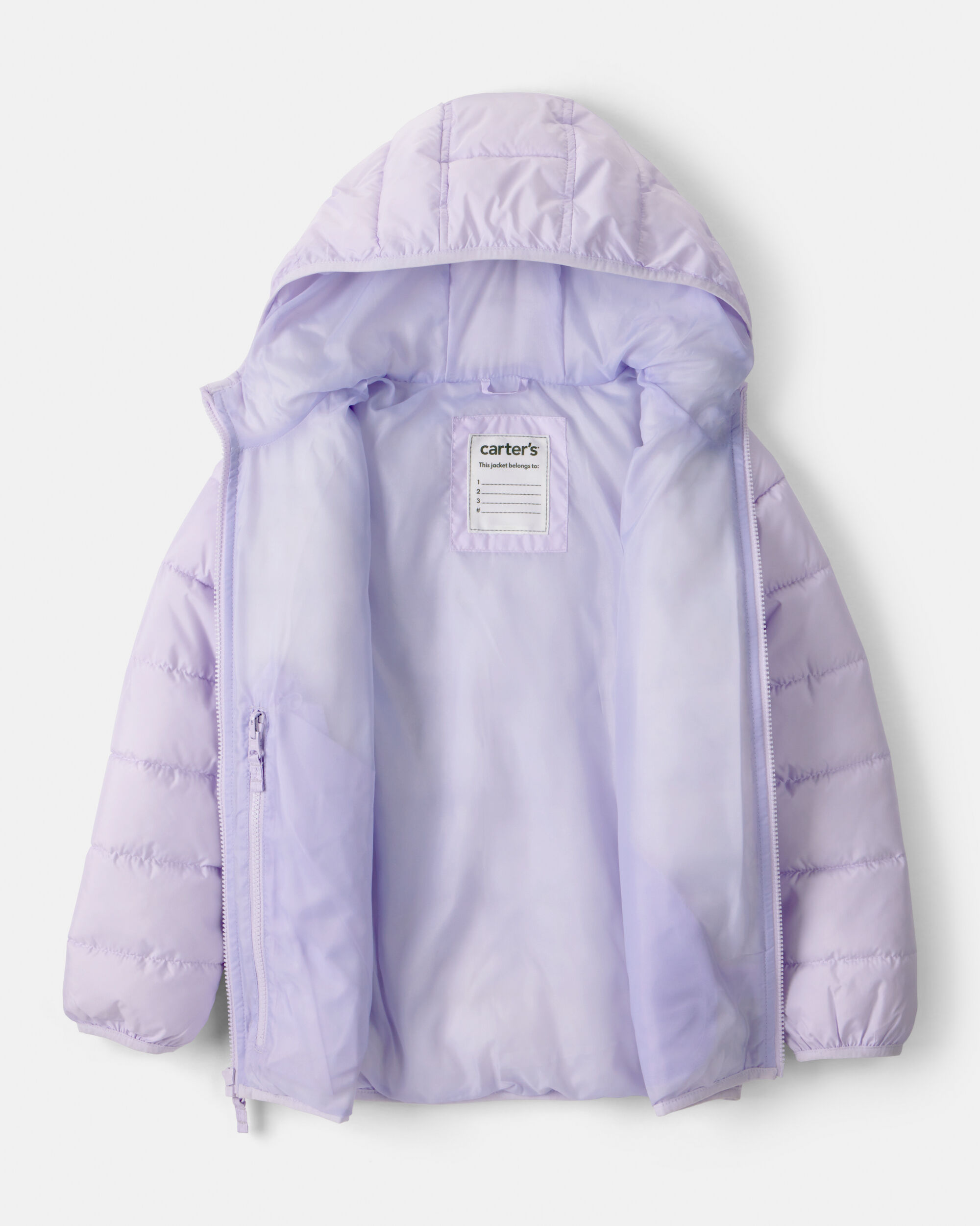 Kid Packable Hooded Puffer Jacket - Purple - Carter's | Carter's