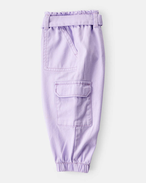 Product image 3 of Baby Girl Cotton Cargo Joggers - Purple
