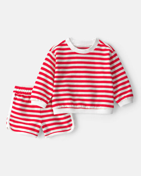 baby 2-piece top & short set - red