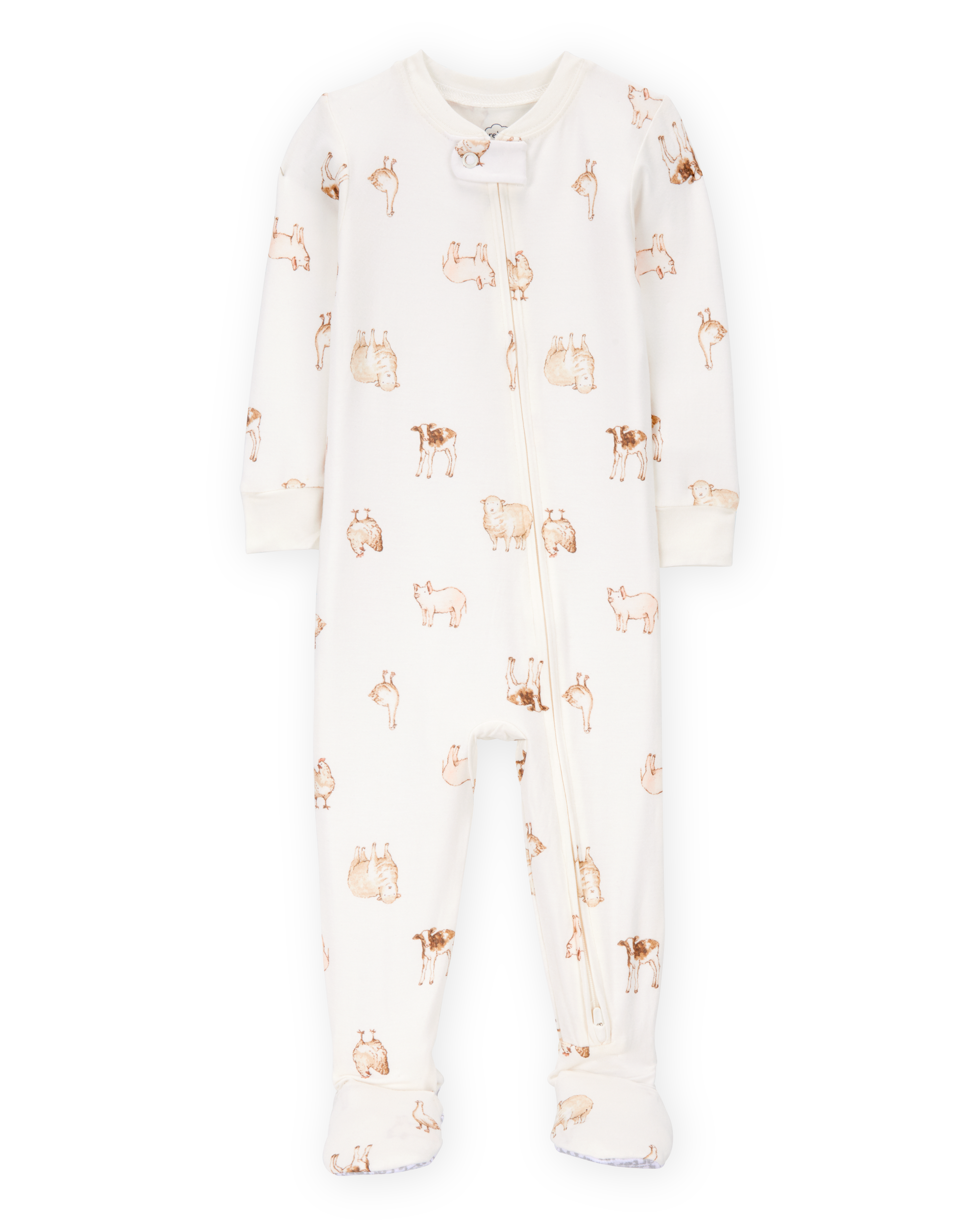 Baby Farm Animals Print PurelySoft Footie 1-Piece Pajamas - Ivory