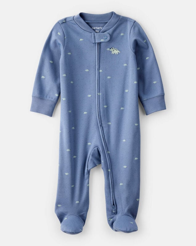 Product image 1 of Baby Boy Rhino Print 100% Cotton Long-Sleeve Sleep & Play - Navy Blue