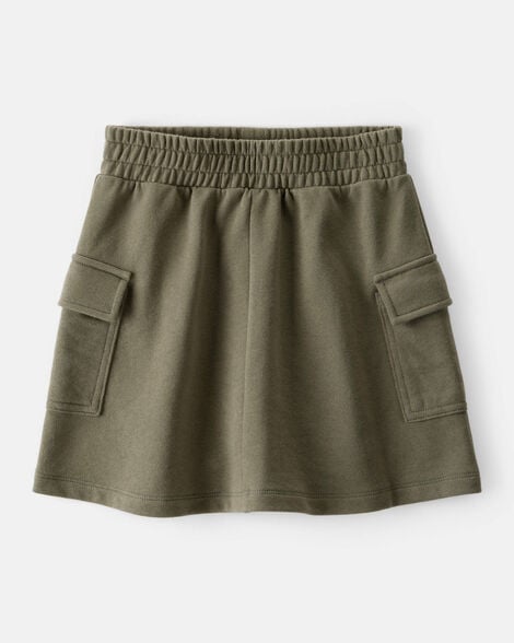 Girls French Terry Cargo Skort - Green