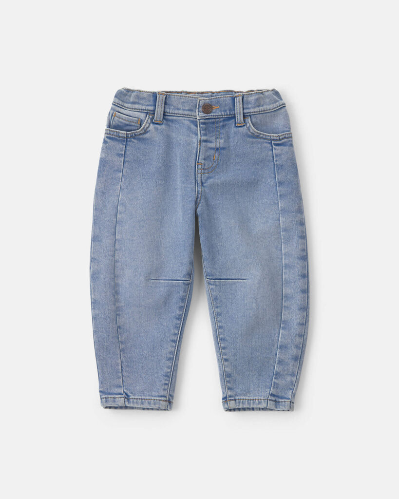 OshKosh B'gosh Toddler Girl Fleece-Lined Denim Barrel Jeans - Light Wash 12M Light Wash