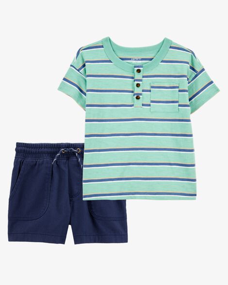  Product image 1 of Toddler 2-Piece Henley & Shorts Outfit Set