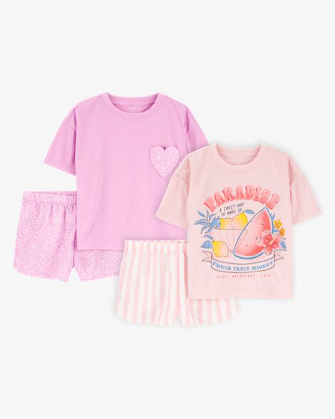 Product image 1 of Kid 4-Piece Loose Fit Pajamas - Pink/Purple