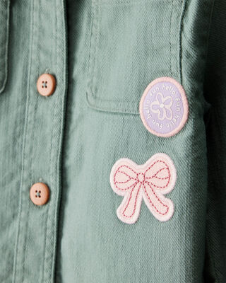 Product image 2 of Toddler Girl Patchwork Cotton Long-Sleeve Utility Fashion Jacket - Green
