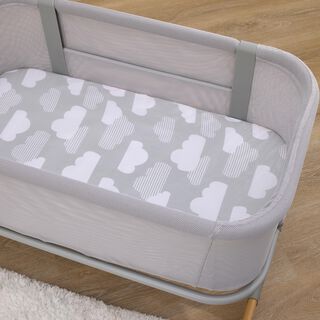Product image 2 of Skip Hop Cozy-Up 2-in-1 Bedside Sleeper 100% Cotton Fitted Bassinet Sheet - Grey & White Clouds