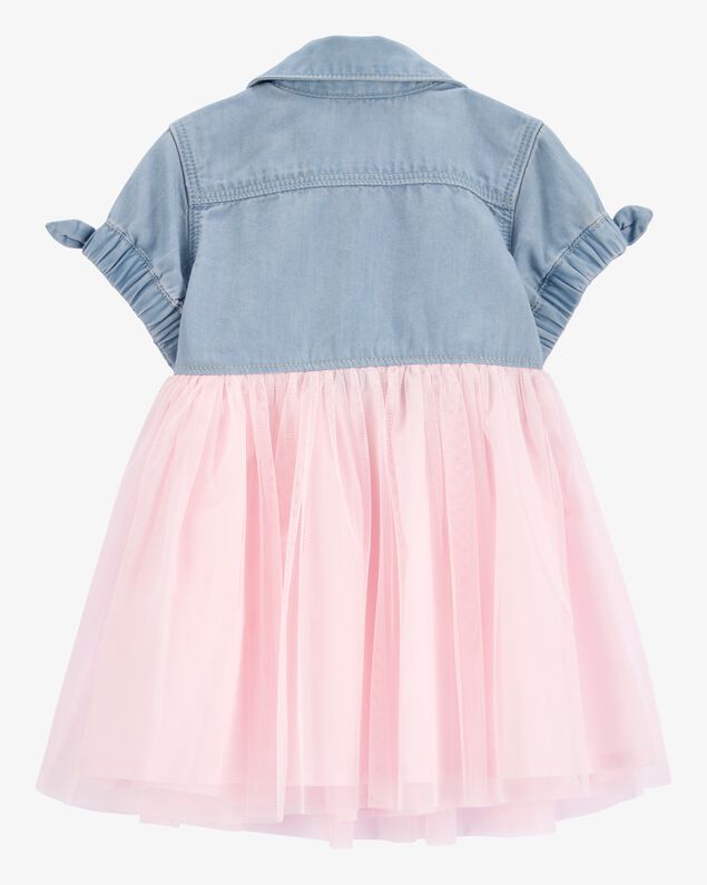Product image 2 of Baby Denim Shirt Dress With Tulle Skirt