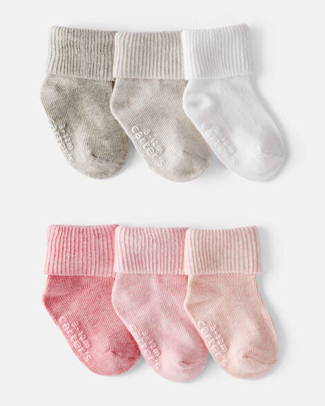 Image of Baby Girl 6-Pack Socks - White/Pink