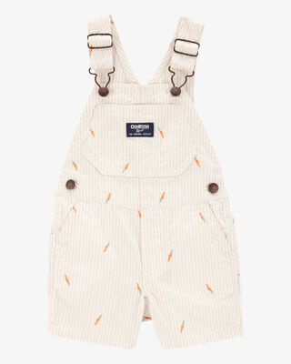 Product image 1 of Baby Carrot Print Striped Shortalls - Cream