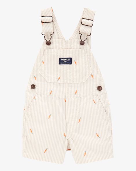  Product image 1 of Baby Carrot Print Striped Shortalls - Cream