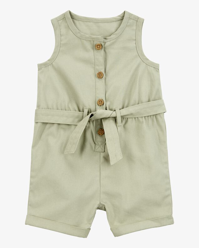Product image 1 of Baby Girl Sleeveless Canvas Romper - Olive