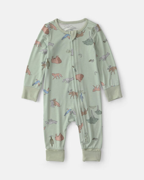 baby boy desert purelysoft™ 2-way zip sleep & play pajamas - green