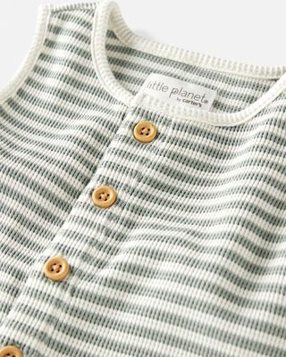 Product image 2 of Baby Organic Cotton Waffle Knit Romper in Stripes
