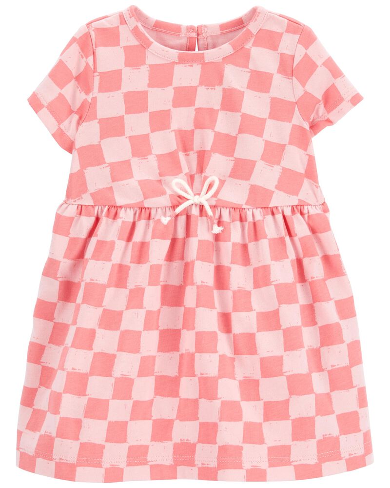 Pink Baby Checkered Jersey Dress
