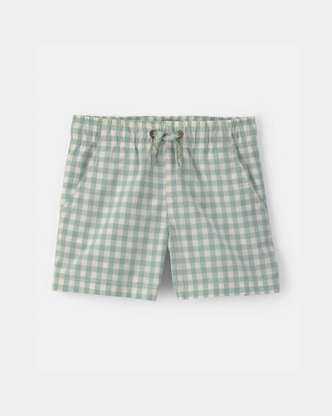 toddler boy gingham poplin shorts - green