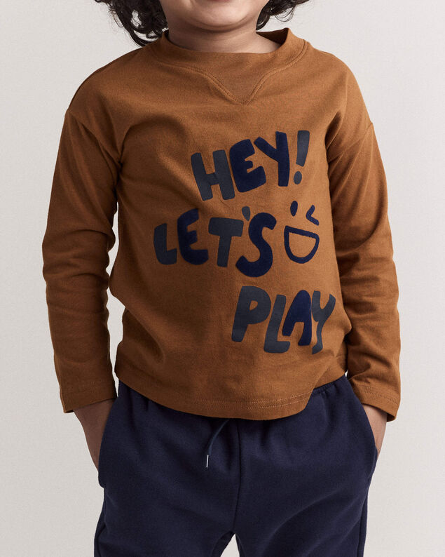 Product image 2 of Toddler 'Hey! Let's Play' Long-Sleeve Graphic Tee - Cinnamon