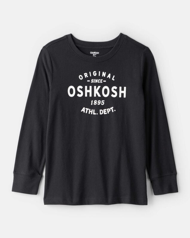 Product image 1 of Boys Jersey OshKosh Logo Long-Sleeve Shirt - Black